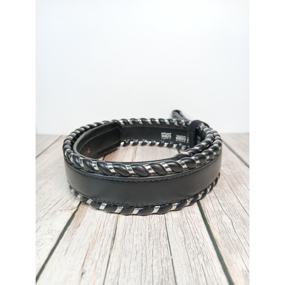 Cimarron Belt Corp Black and Silver Leather Belt Made in USA 36.5\